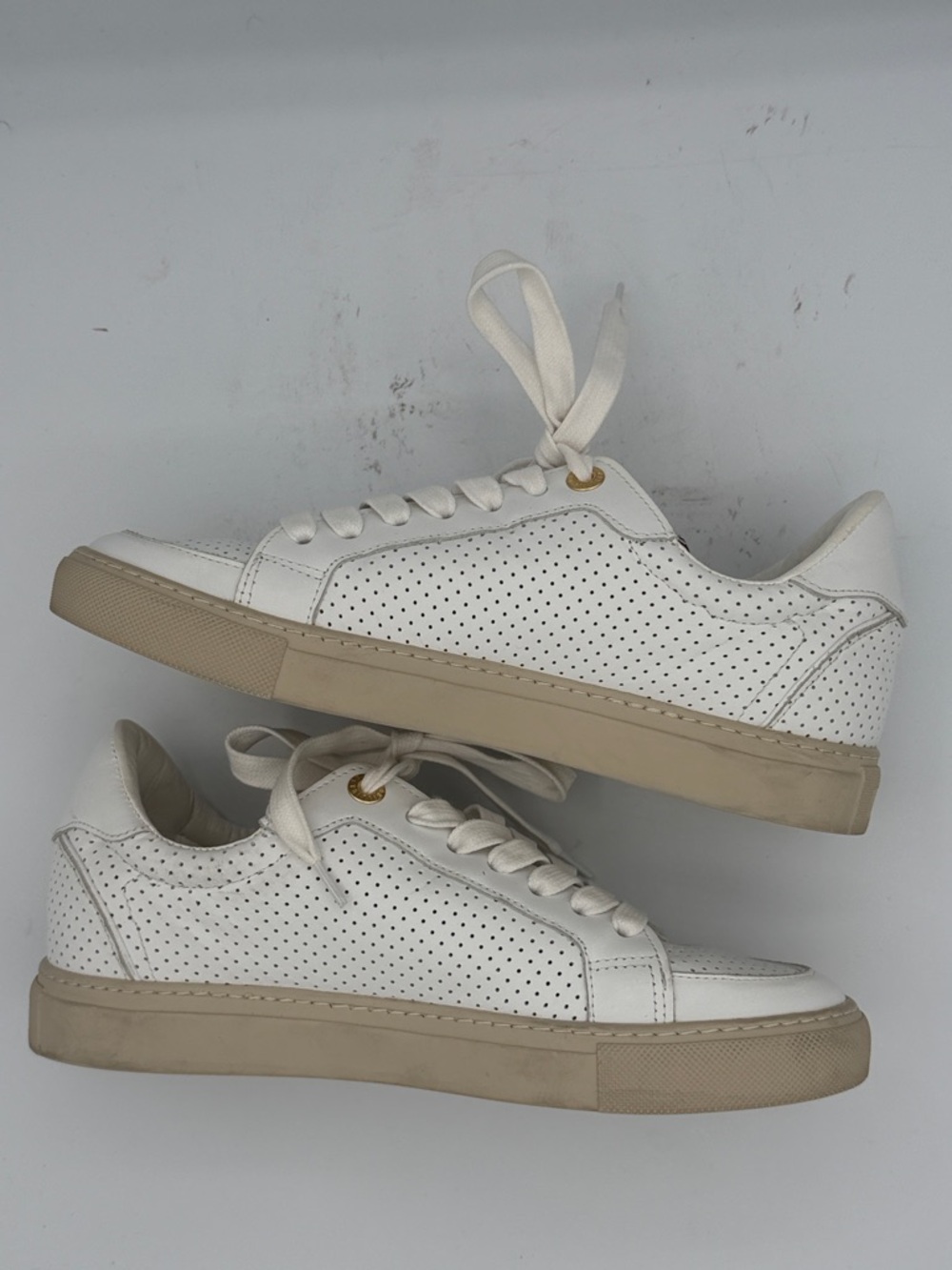 ZADIG & VOLTAIRE blanc sneaker in white/ tan soles size 38/ US 8 - Picture 9 of 11
